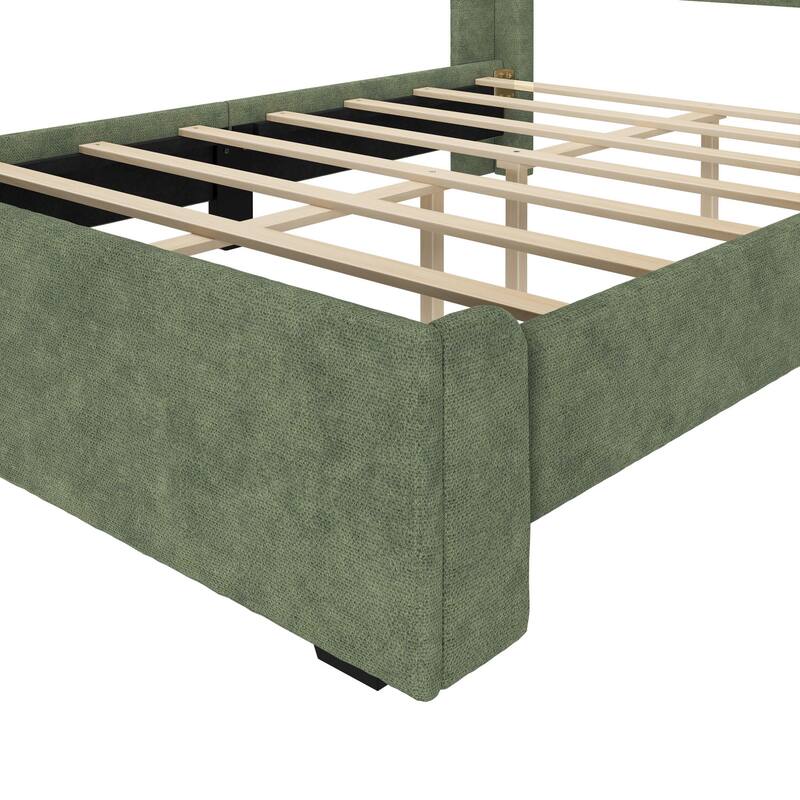 Max and Lily Full-Size Upholstered Bed with Rectangular Headboard