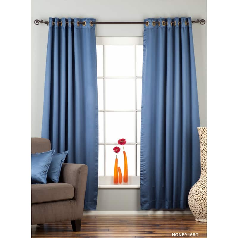 Blue Ring / Grommet Top blackout Curtain / Drape / Panel - Piece - 80" W X 96" L (Unlined) - 96 Inches