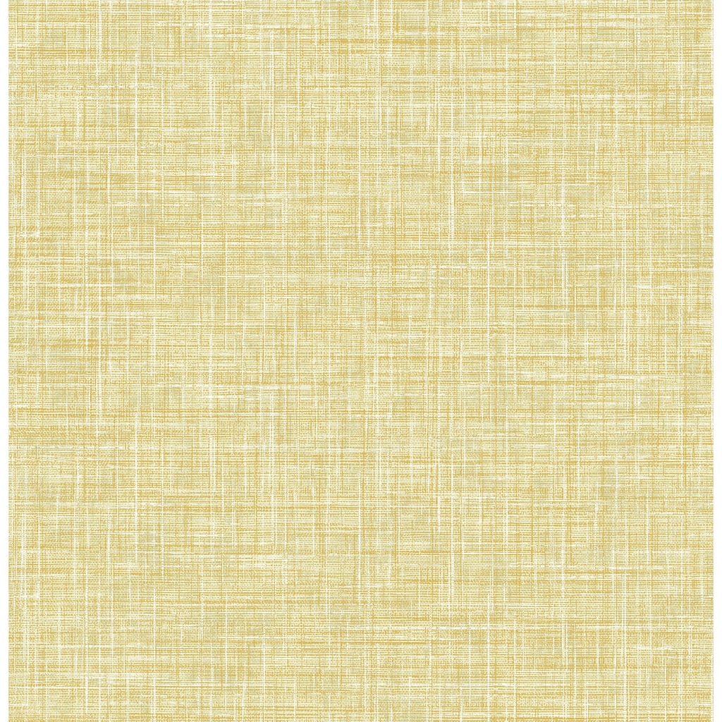 A-Street Prints Emerson Yellow Faux Linen Wallpaper