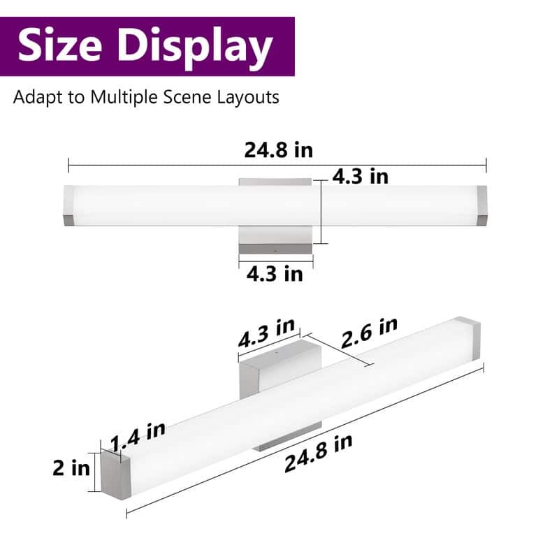 Dimmable LED Bath Bar, Modern Square Bathroom Vanity Light For Mirror