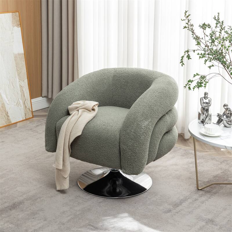Modern Single Swivel Upholstered Sofa Chair with Base - Emerald