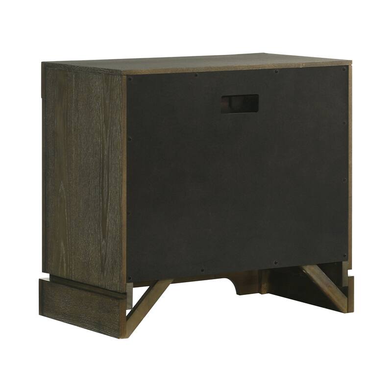 2 Drawers Wooden Nightstand with Brass Knobs in Dark Cocoa