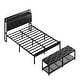 preview thumbnail 3 of 12, VECELO Modern Bed Frame with Storage Bench PU Leather Upholstered Headboard with Charging Stations Noise-Free Heavy Duty Bed