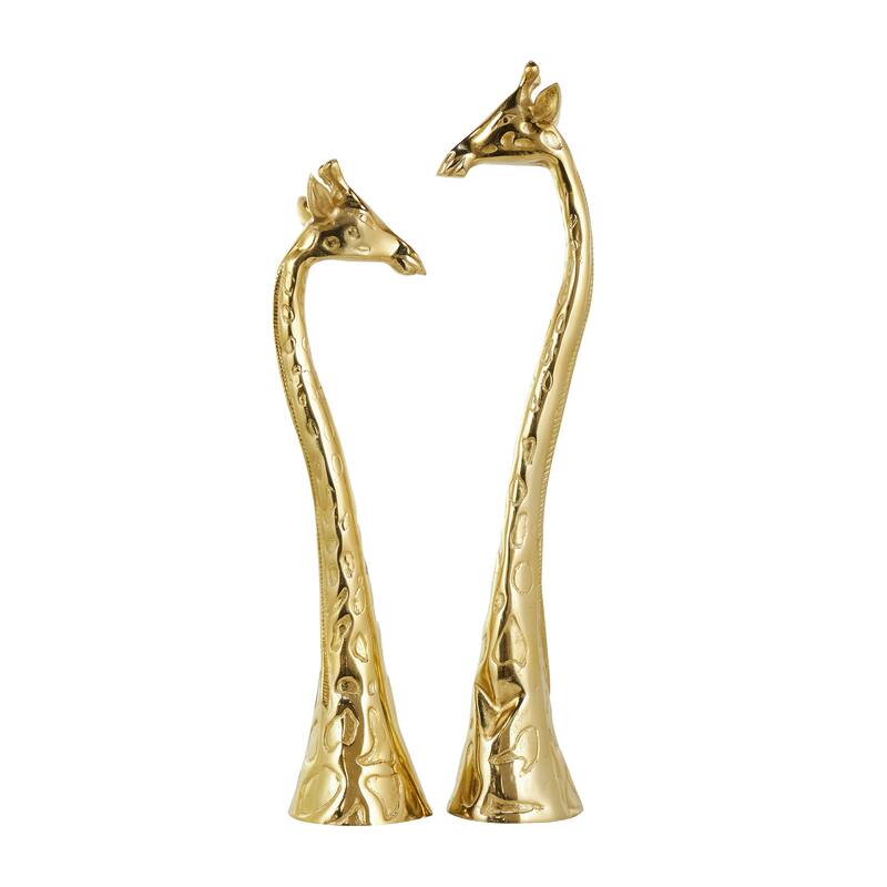 Gold Aluminum Metal Giraffe Decorative Sculpture (Set of 2)
