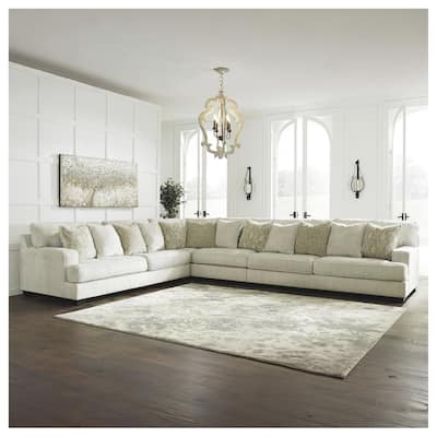 Signature Design by Ashley Rawcliffe Ivory and Peach 4-Piece Sectional Sofa