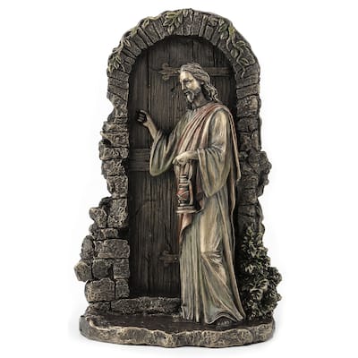 Veronese Design 9.65" H JESUS STAND AT THE DOOR AND KNOCKS Cold Cast Bronze