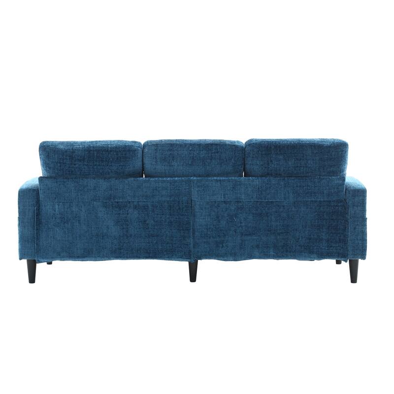 Modular Sectional Sofa with Storage Ottoman, Comfy Chenille Fabric Sofa, 3-Seater Sofa with Side Pockets & 2 Cup Holders