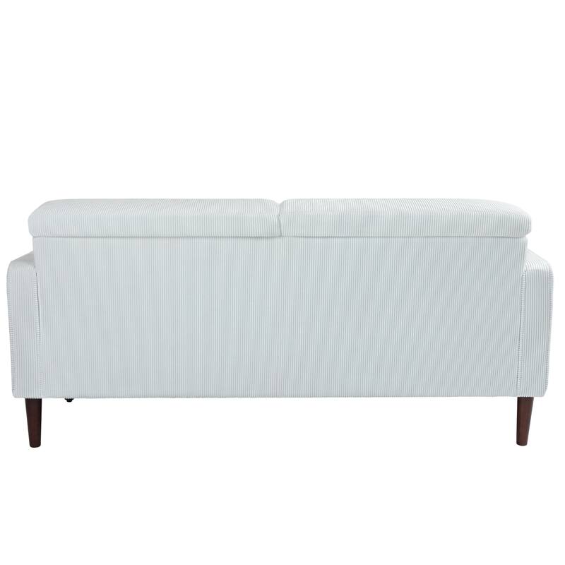 62" Wide Corduroy Button Tufted Sofa Couch with Armrest Pillow