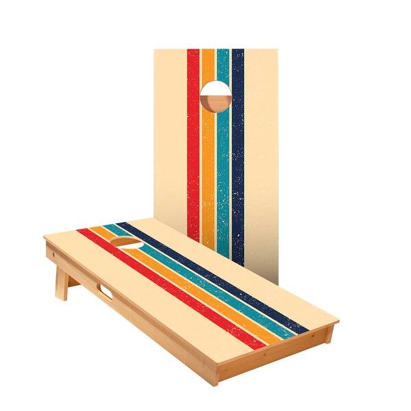 slide 2 of 5, Retro Stripes Cornhole Boards NO Bags - Add Board Lights