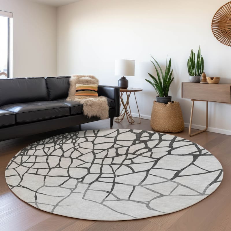 Premium Washable Super Soft Contemporary Webby Mayfield Rug - Gray - 8' x 8'