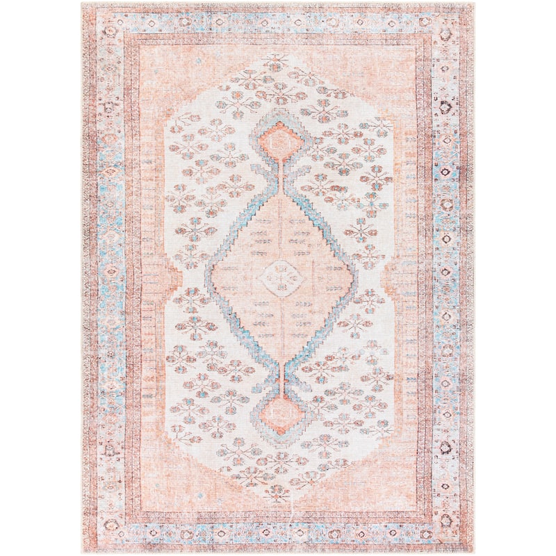 Livabliss Elena Floral Medallion Printed Machine Washable Area Rug