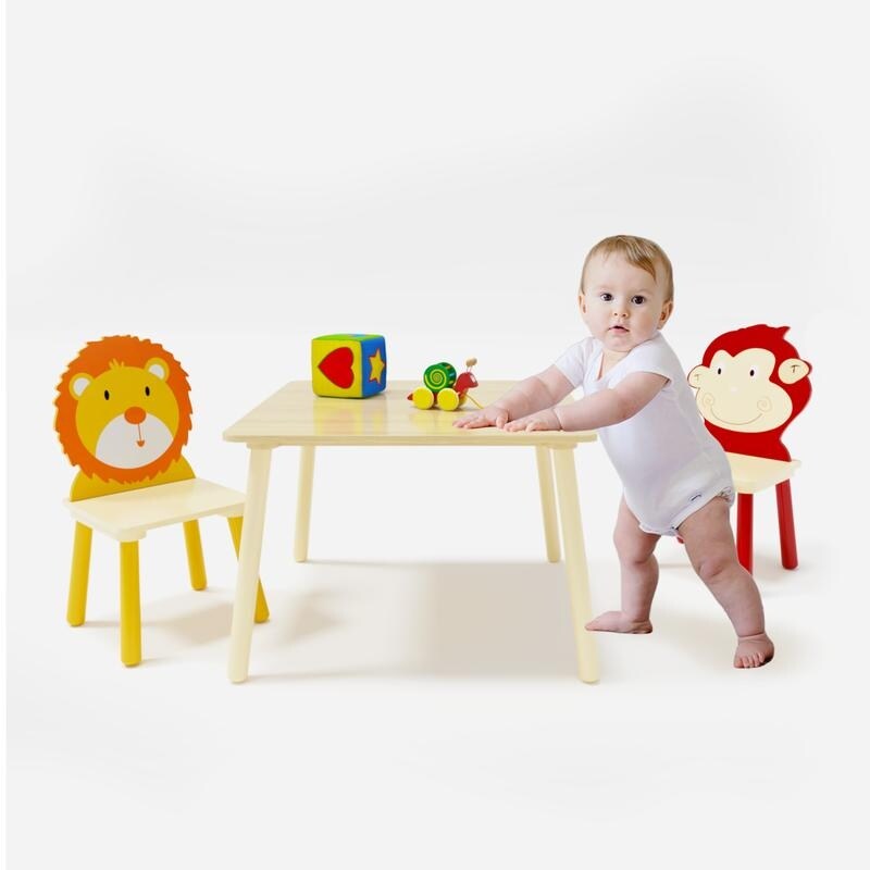 Kids Table and Chair Set Cartoon Animals 5 Piece