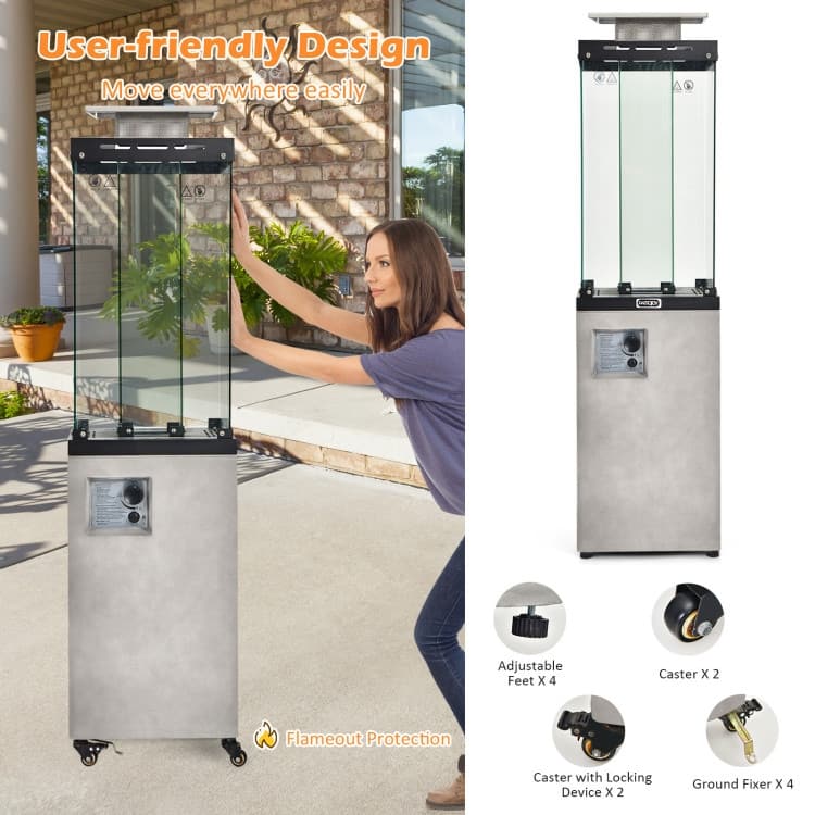 41 000 BTU Propane Patio Heater with Metal Hood - 15.5" x 15.5" x 62" (L x W x H)