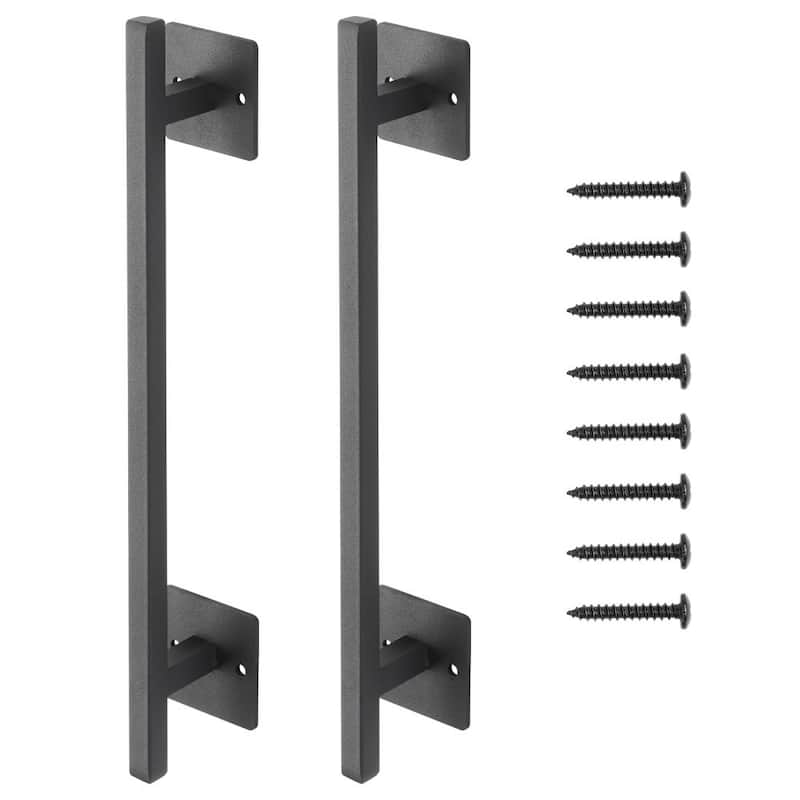 Black Carbon Steel Fence Door Handle 12.6in Ergonomic and Durable