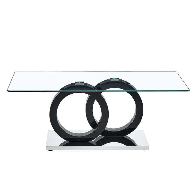 Rectangular Coffee Table withTempered Glass Tabletop