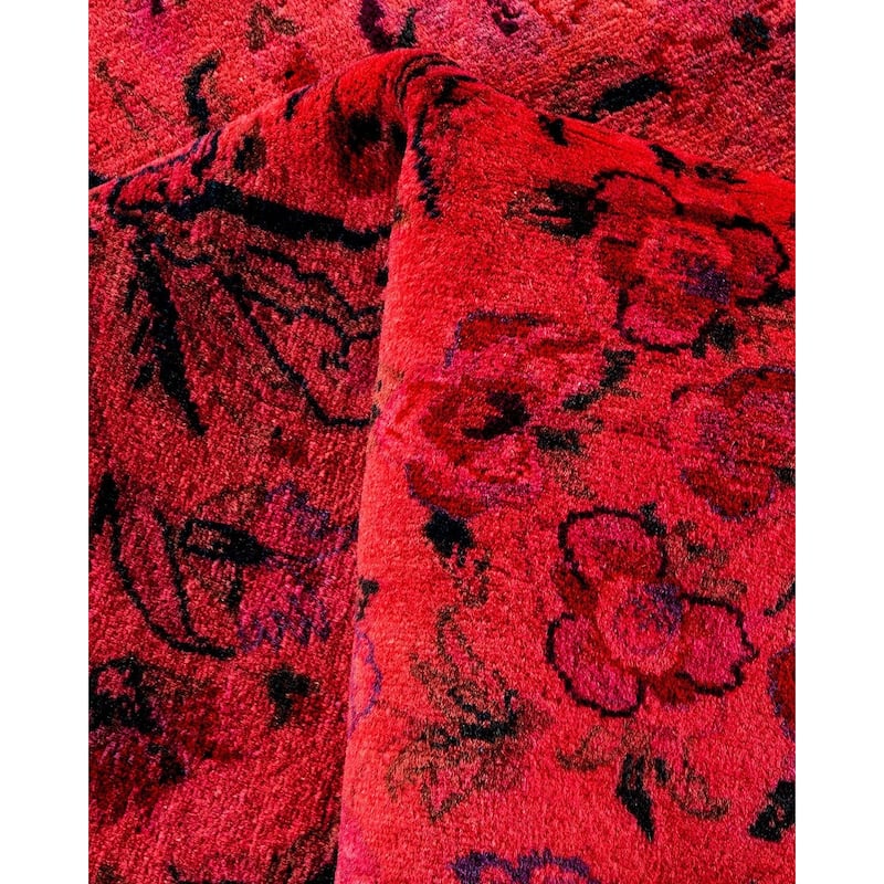 Overton Hand Knotted Wool Vintage Inspired Modern Contemporary Overdyed Pink Area Rug - 9' 2" x 12' 0"