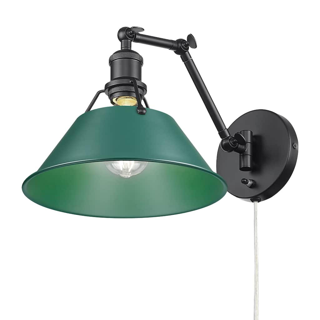 Orwell Articulating Wall Sconce in Matte Black with Pine Green - 1 Light Articulating Wall Sconce