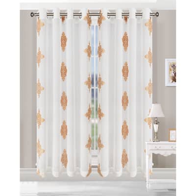 Superior Damask Grommet Sheer Window Curtain Panels (Set of 2)