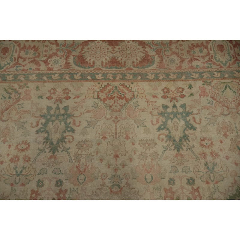 Hand Knotted Oriental 100% Wool Carpet Traditional Floral Beige & Ivories Ziegler Area Rug - 12' 10'' X 9' 7''