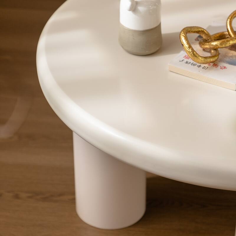50.4" Two‑Piece Coffee Table with White Round Tops & Rounded Edges