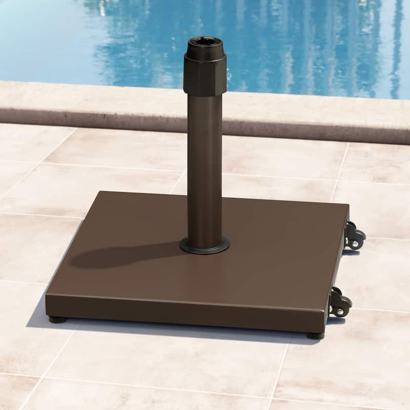 Outdoor Market Umbrella Base Holder Square Concrete / Cement Metal w/Wheels