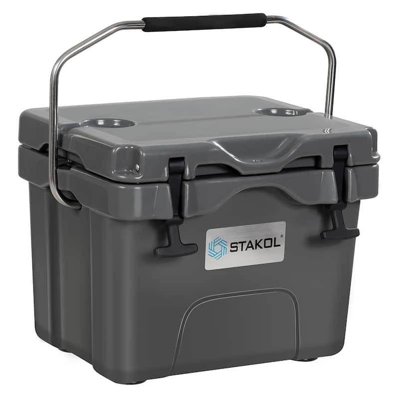 SKTAKOL 16 Quart Cooler Portable Ice Chest Leak-Proof 24 Cans Ice - See Details - Grey