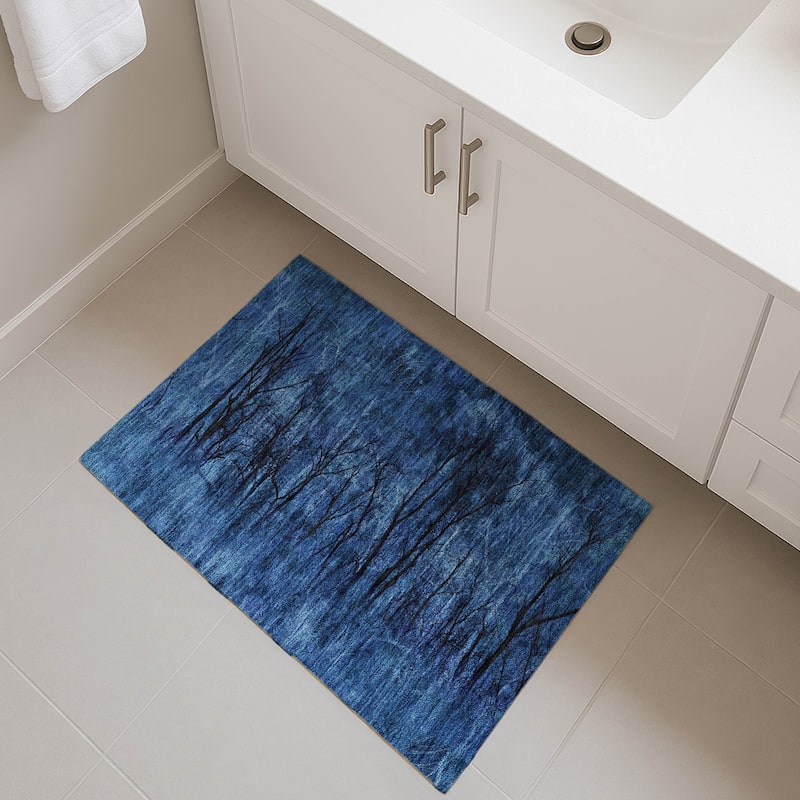 Premium Washable Super Soft Modern Forest Mayfield Rug - Blue - 1'8" x 2'6"