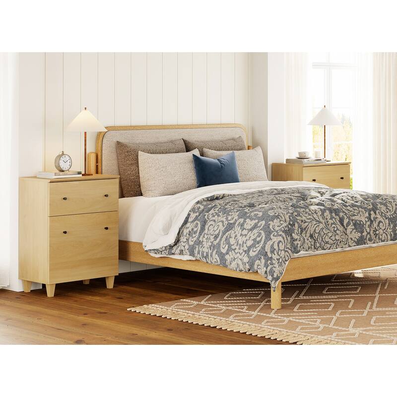 Tall Nightstand with Drawer and Door for Bedroom, 32.4"H