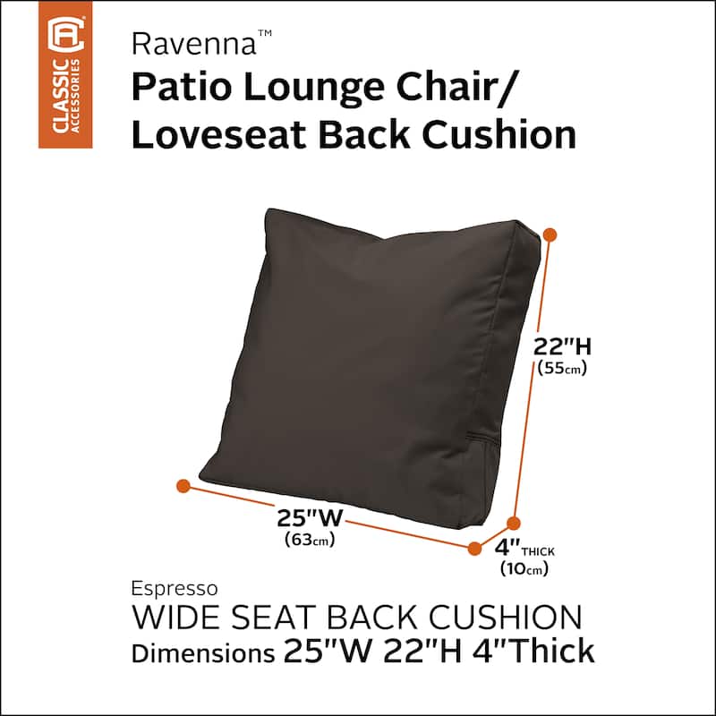 Ravenna Water-Resistant Patio Lounge Chair/Loveseat Back Cushion
