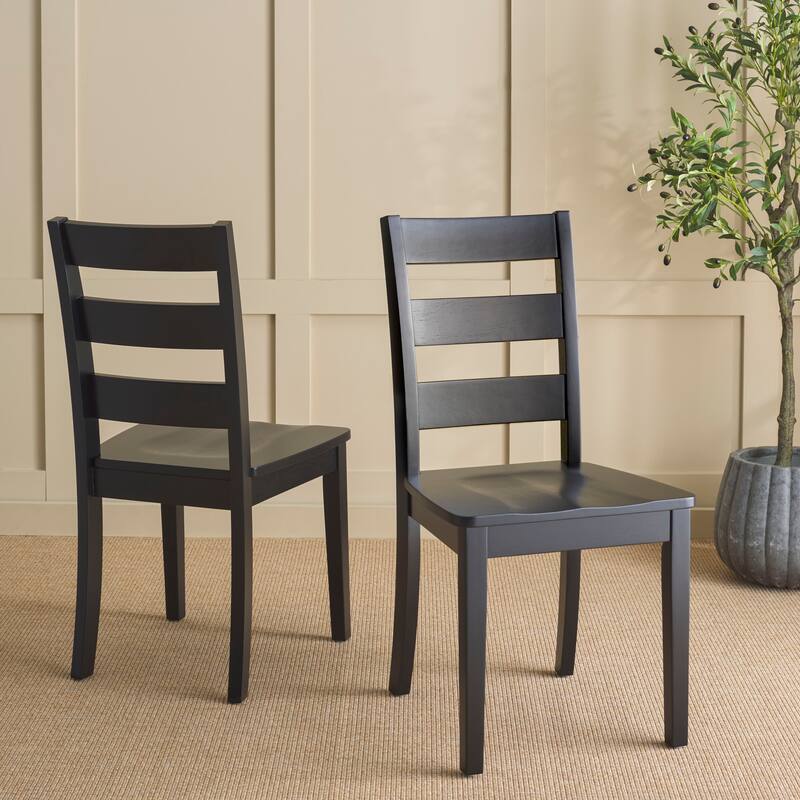 SAFAVIEH Idabelle Farmhouse Ladder Back Dining Chair - 18.4" W x 19.9" L x 37" H - 18"W x 20"D x 37"H
