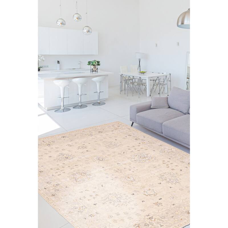 ECARPETGALLERY Hand-knotted Modern Oushak Cream Wool Rug - 8'1 x 10'0