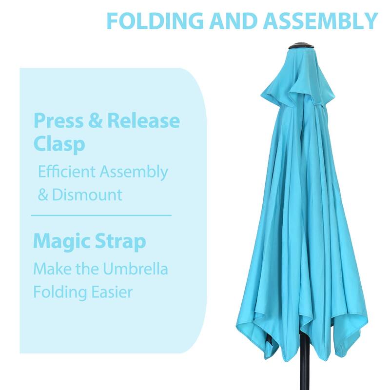 Autlaycil 9ft Patio umbrella Outdoor umbrella With Push-Button Tilt & Crank for Pool, Garden