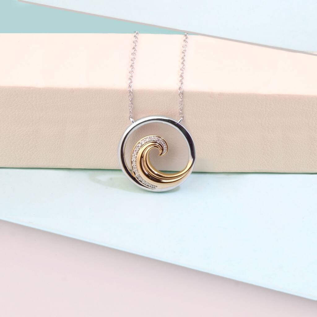 1/20ct Diamond Four Elements of Nature-Water Pendant Necklace in Silver for Women