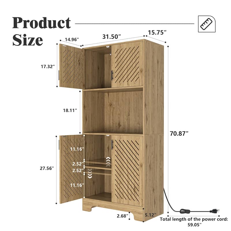 Coffee Bar Cabinet, Modern Farmhouse Buffet Sideboard with Drawer and Adjustable Shelf