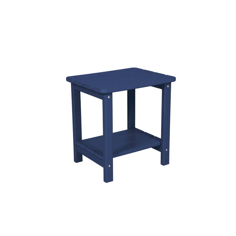 Folding Adirondack Chair with Side Table, 3-Piece Adirondack Chair Set with Wood Texture, Navy Blue(includes 2 Chairs an