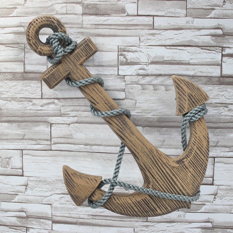 Ornamental Nautical Ship Anchor 24-inch Wood Wall Decoration