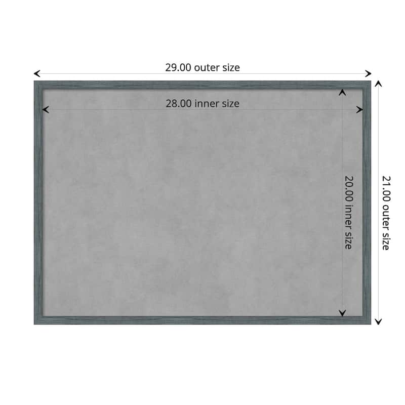 Amanti Art Dixie Blue Grey Rustic Narrow Framed Magnetic Board - Board Size 28x20