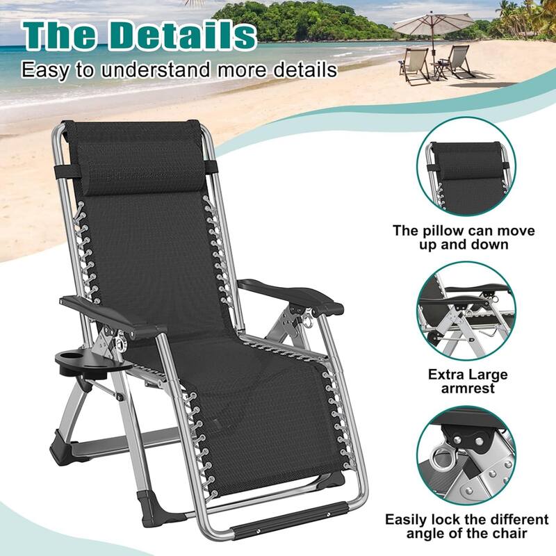 DoCred Zero Gravity Chair, Folding Lawn Chaise Recliner Lounge Chair