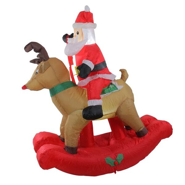 Shop 4 75 Inflatable Rocking Reindeer Santa Lighted Christmas