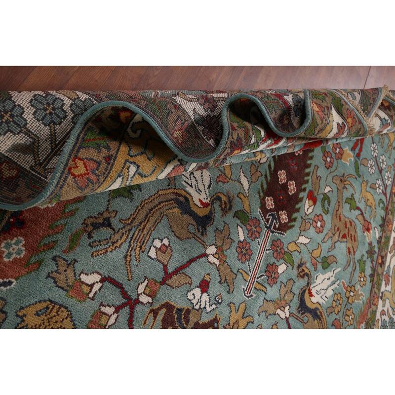 Animals Hunting Design Ziegler Indian Area Rug Handmade Wool Carpet - 8'11" x 11'10"