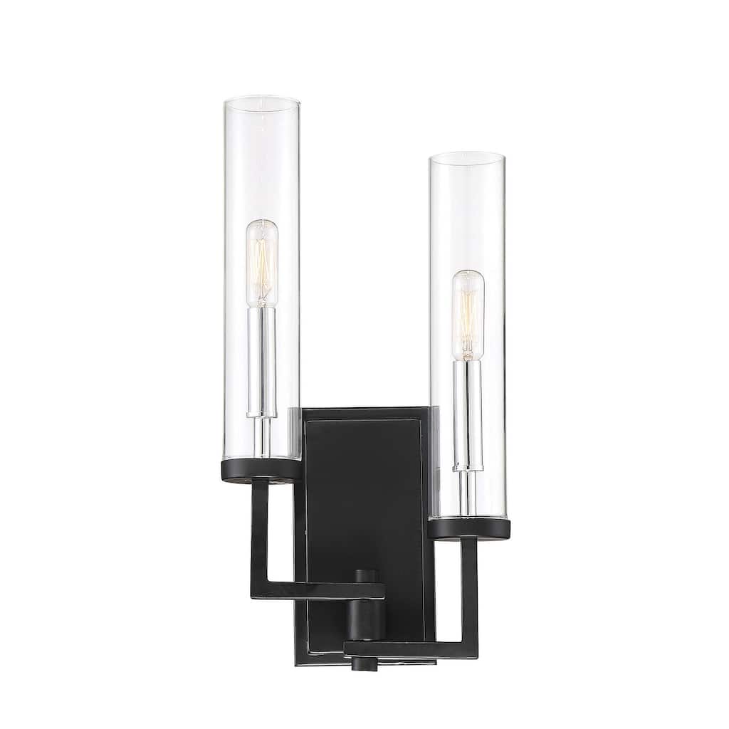 Savoy House Folsom 2-Light Wall Sconce in Matte Black with Polished Chrome Accents - 9-2134-2-67