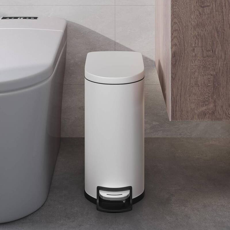 13.2 & 2.6 Gallon Kitchen Trash Can, Step-On Pedal Bins Combo Set