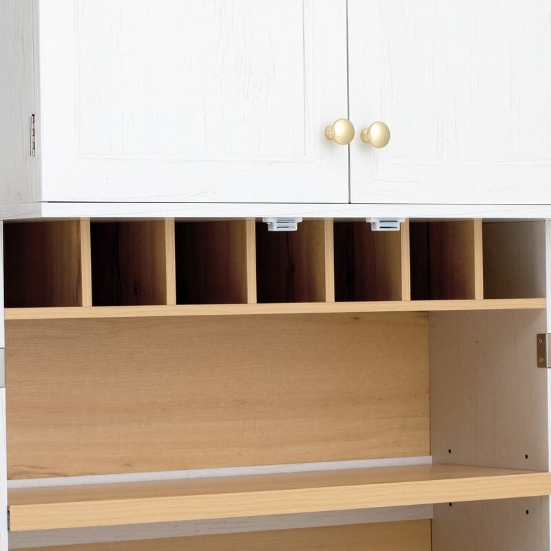 Farmhouse 78.2" Tall Kitchen Pantry Cabinet with Door Shelves, Adjustable Shelves and Hidden Drawer