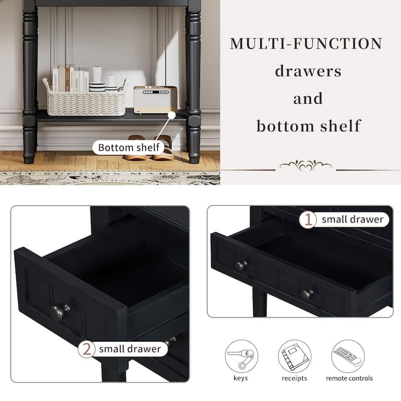23.7" Narrow Entryway Table with 3 Drawers and Open Bottom Shelf, Slim Console Table for Living Room, Foyer, Hallway, Entryway