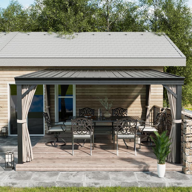 Wall-Mounted Hardtop Gazebo with Aluminum Frame