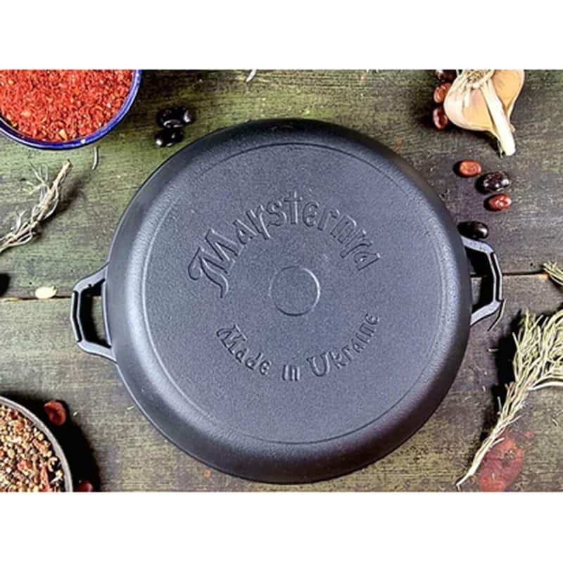 Cast Iron 7.1" Frying Pan Brazier w/ Wooden Stand