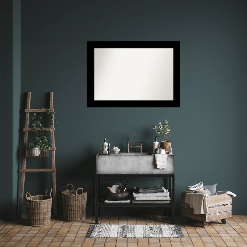Basic Non-Beveled Wood Framed Bathroom Vanity Wall Mirror