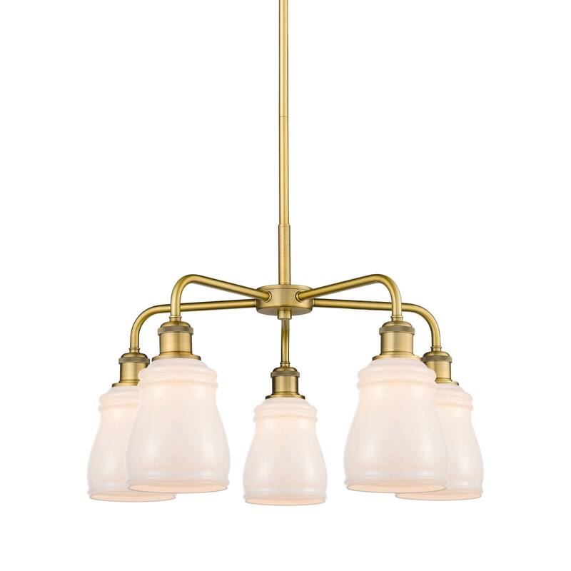 Innovations Lighting 516-5CR-15-23 Ellery Chandelier Ellery 5 Light - Brushed Brass / White