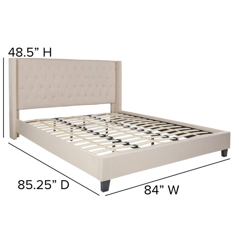 Tufted Upholstered Nailhead Trim Platform Bed