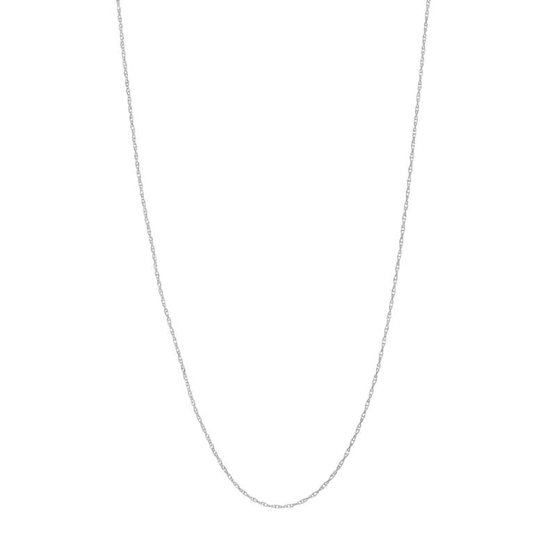 Curata 10k White Gold 0.65mm Rope Chain Necklace (Spring Ring)